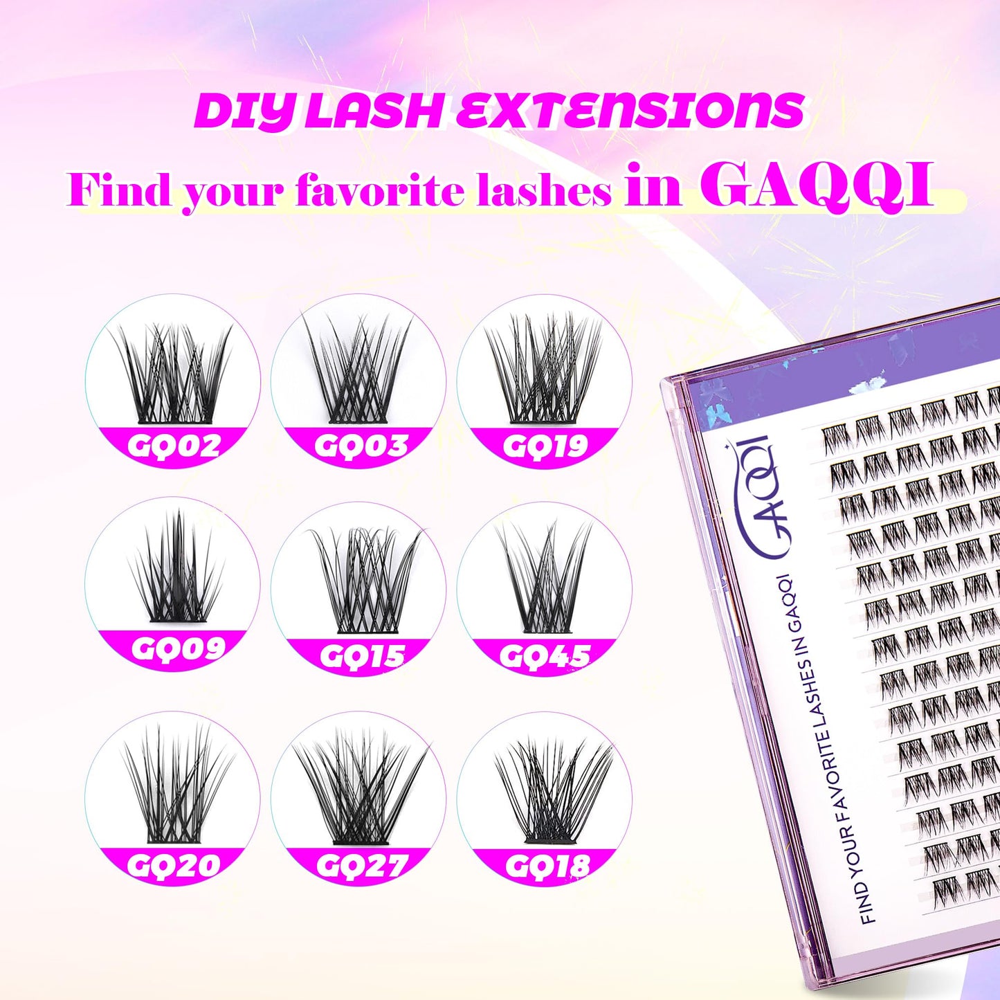 GAQQI Lash Clusters, Eyelash Clusters C Curl Cluster Lashes 168PCS 10-16MM, Wispy Individual Lashes Natural Cluster Eyelash Extensions (GQ03,10-16mm, C Curl)