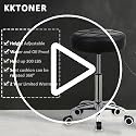 Round Rolling Stool with PU Leather - Adjustable Height