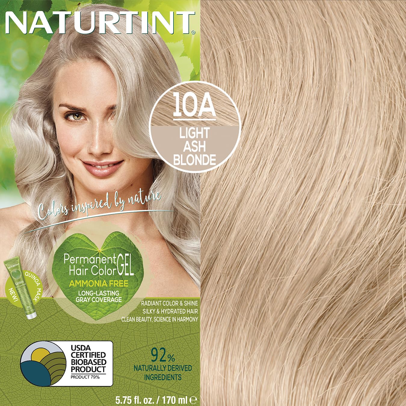 Naturtint Permanent Hair Color 10A Light Ash Blonde (Pack of 6), Ammonia Free, Vegan, Cruelty Free, up to 100% Gray Coverage, Long Lasting Results