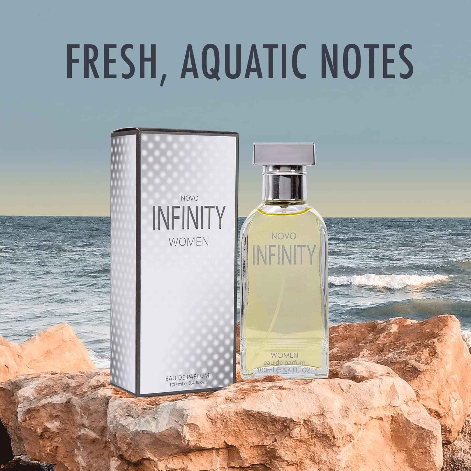 NovoGlow Novo Infinity for Women - 3.4 Fluid Ounce Eau De Parfum Spray for Women - Refreshing Mix of Citrus Floral & Musk Fragrances Smell Fresh All Day Long Lovely Gift for Women for All Occasions