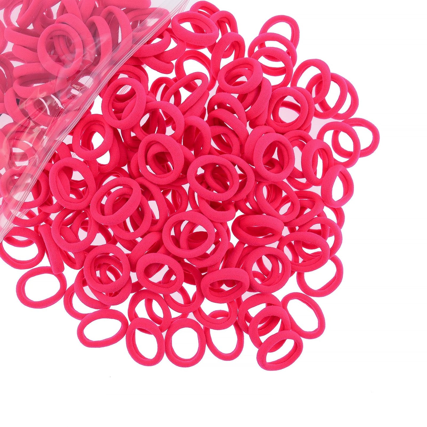 200 Pcs Solid Color Cotton Hair Ties for Women Girls' Elastics Hair Ties Seamless Ponytail Holder (hotpink)