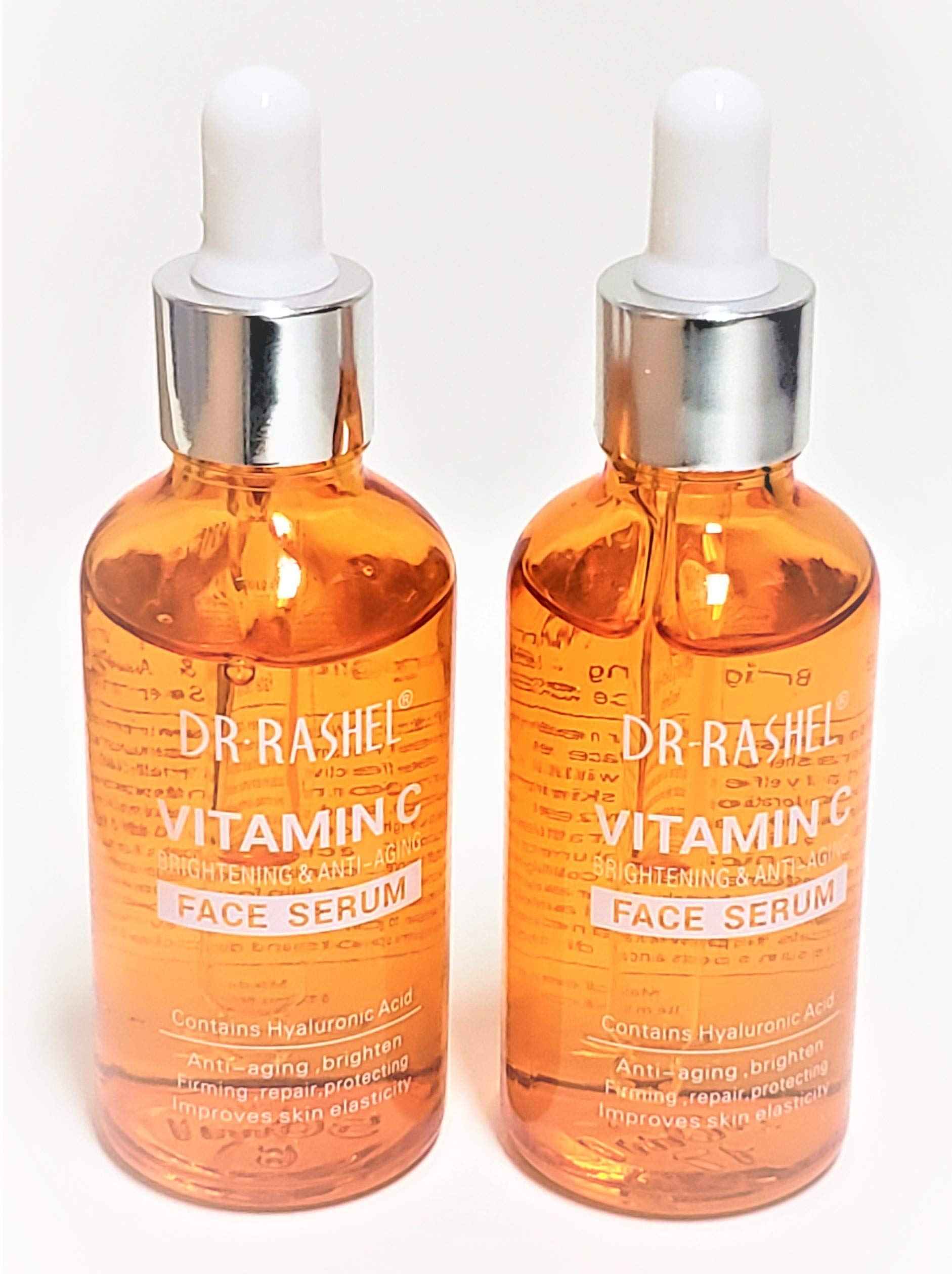 Dr Rashel Vitamin C Face Serum | Hyaluronic Acid , Firming and Anti Aging ( Pack of 2 ) + 1 Pair of Collagen Crystal Eye Mask