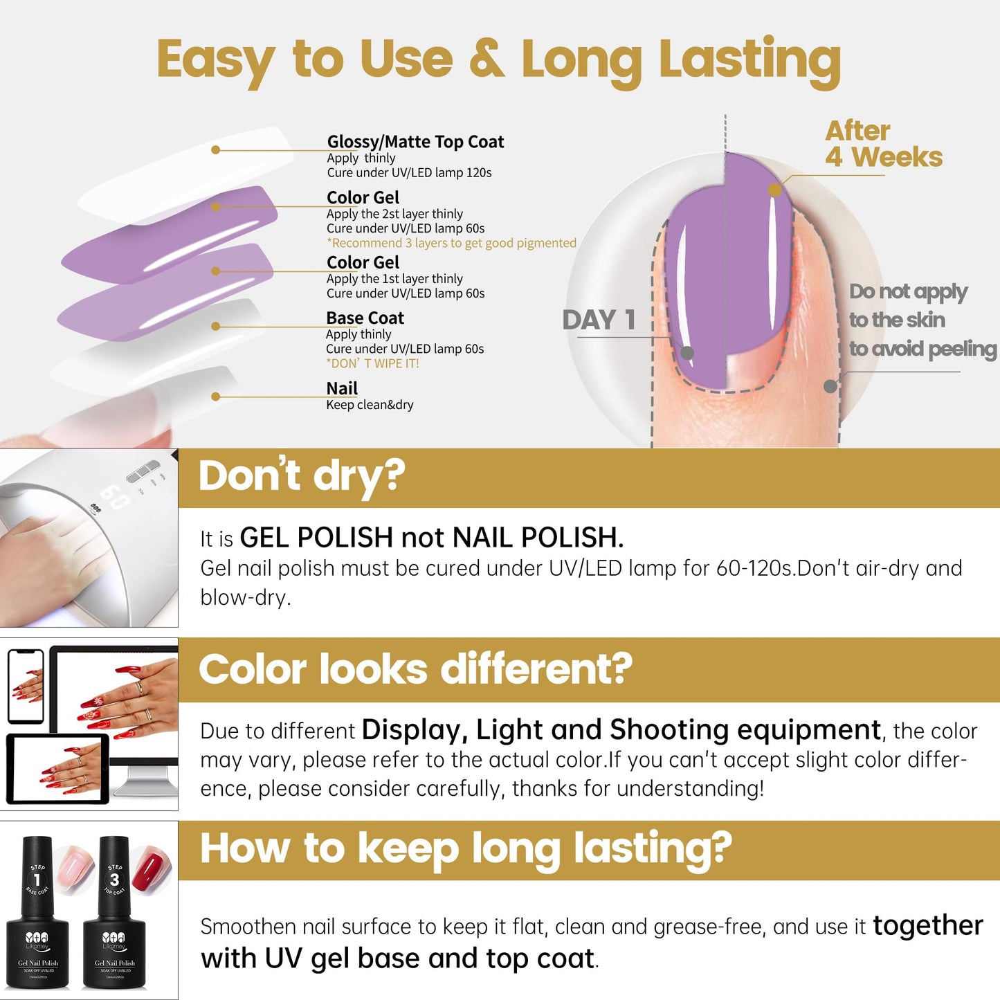 YTD Likomey Gel Nail Polish Set,Gemstone Mine 8 Colors White Light Yellow Purple Violet Maple Nude Gray Pink Glitter Color Combination UV Nails Gel Kit,7.5 ml 0.25 oz