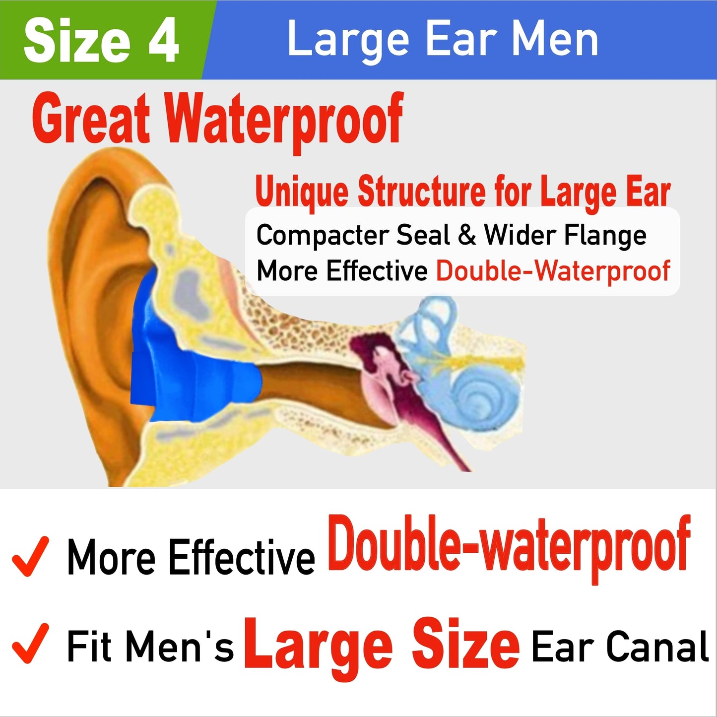 WaterDam Swimming Ear Plugs Great Waterproof Ultra Comfy Earplugs Prevent Swimmer's Ear