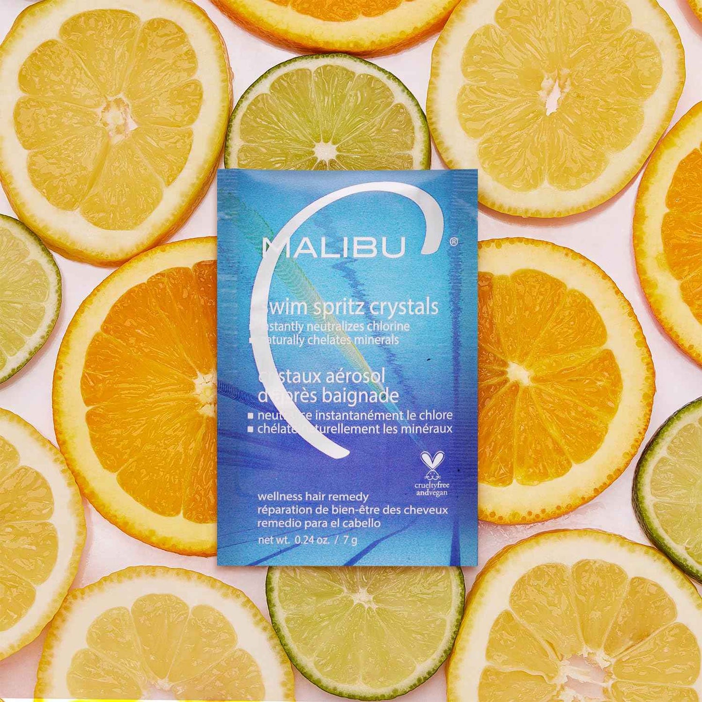 Malibu C Swim Spritz Crystals - Freshly Activated Vitamin C Hair and Skin Spray for Post-Swim Chlorine Removal - 100% Vegan and Cruelty-Free (12 Packets)