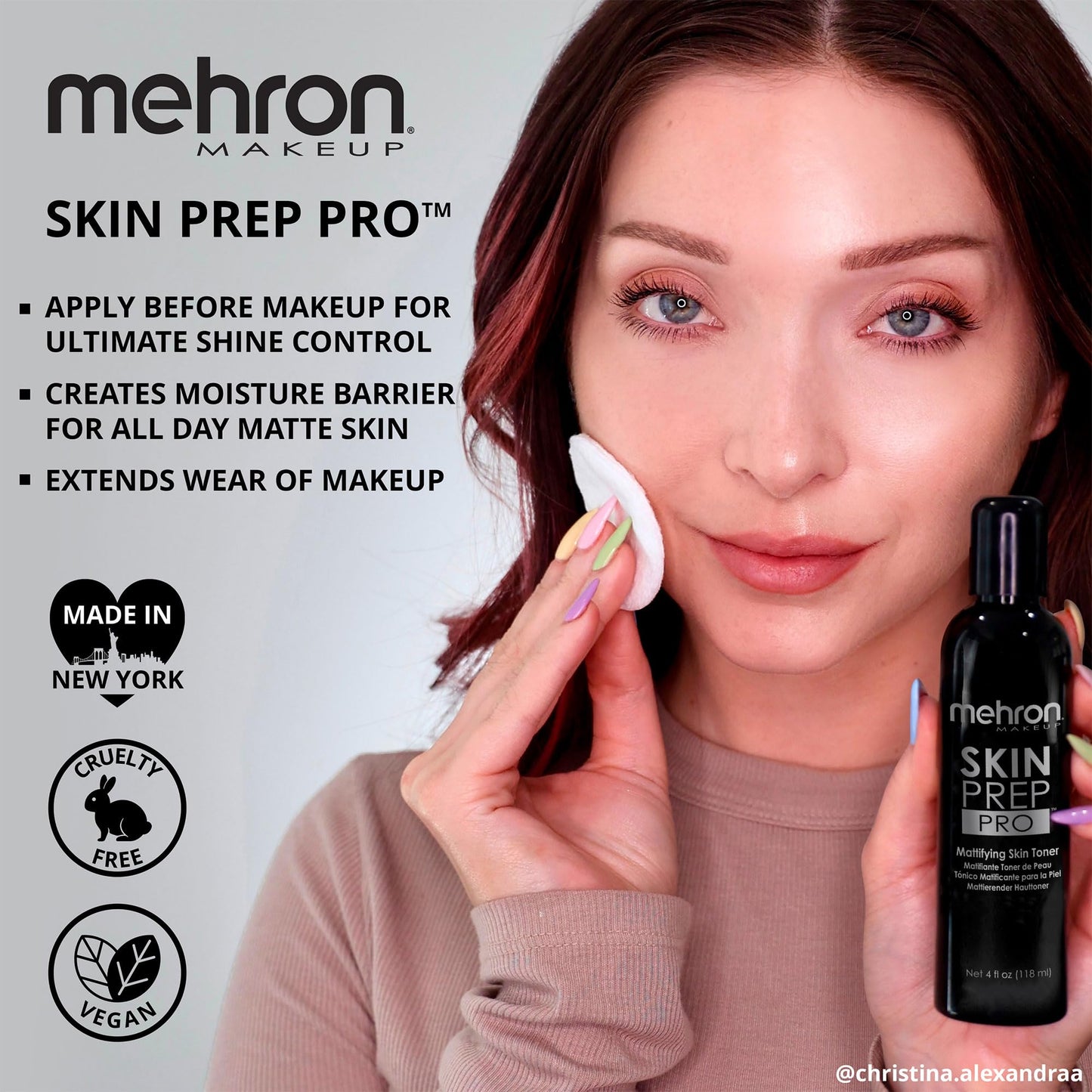 Mehron Makeup Skin Prep Pro Mattifying Skin Toner | Long Lasting Pre-Makeup Skin Primer 4 fl oz (120 ml)