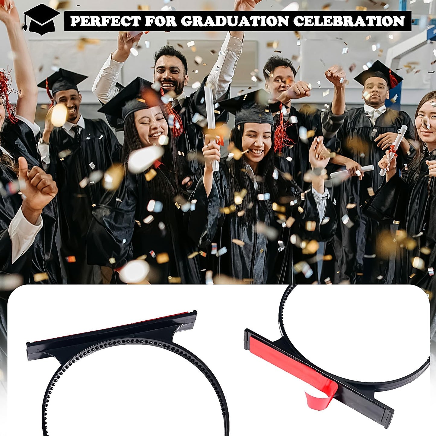 Generic Graduation Cap Headband Grad Cap Headband Hat Accessories for Graduates Hairband Headwear for Women and Girls Secure Hairstyle Unisex Black Supplies 1pcs, style2