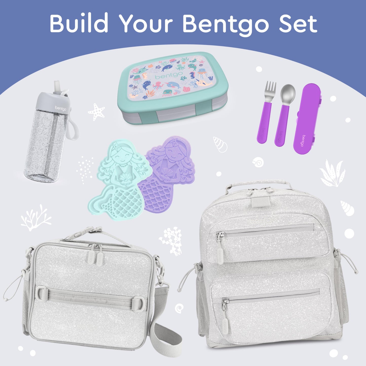 Bentgo Kids Prints Leak-Proof, 5-Compartment Bento-Style Kids Lunch Box - Ideal Portion Sizes for Ages 3-7, Durable, Drop-Proof, Dishwasher Safe, & Made with BPA-Free Materials (Sea Life)