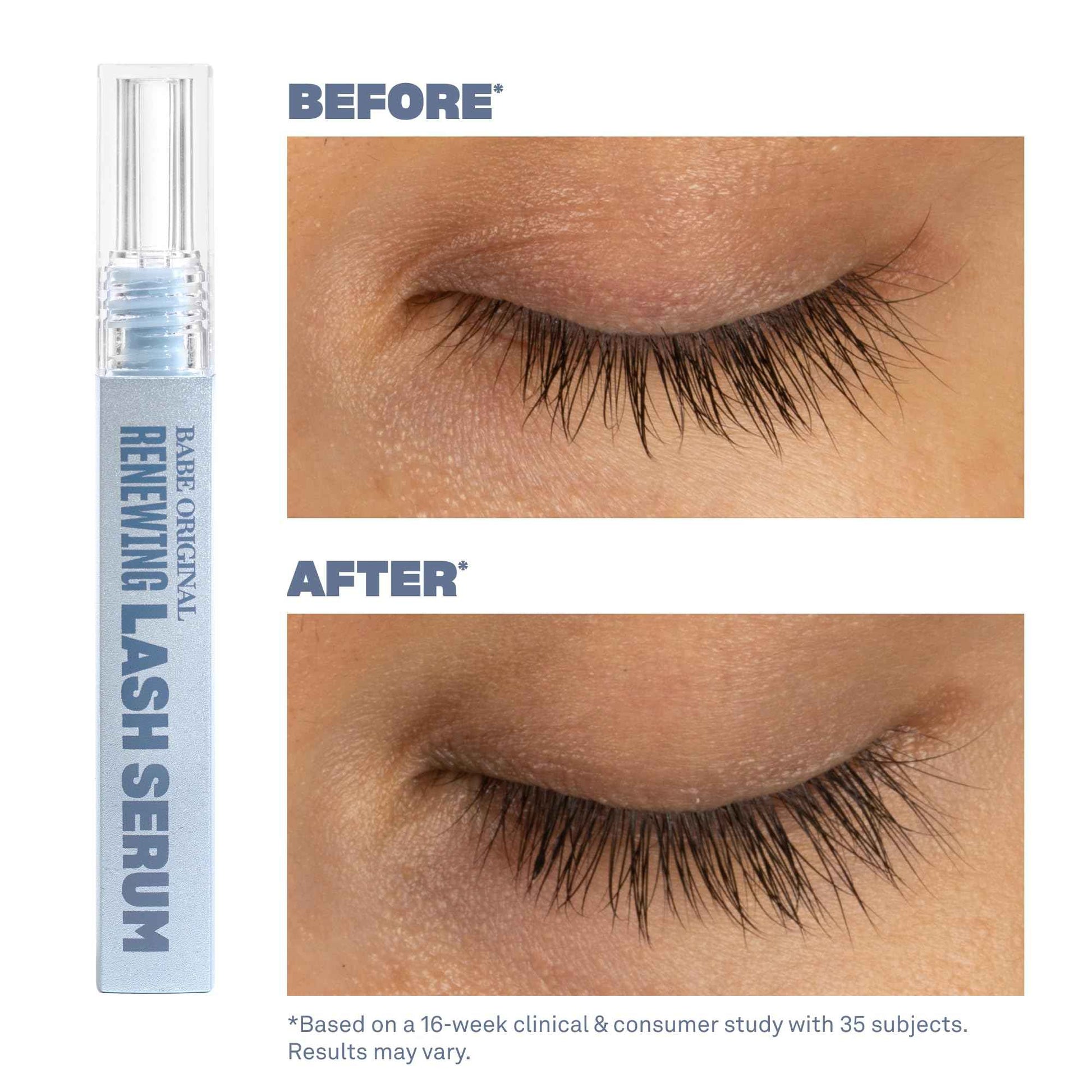 BABE ORIGINAL Renewing Lash Serum – Peptide-Infused Eyelash Serum for Fuller, Longer-Looking Natural Lashes, Lash Enhancing Treatment with Nourishing Botanicals, Cruelty-Free & Gentle, 6mL