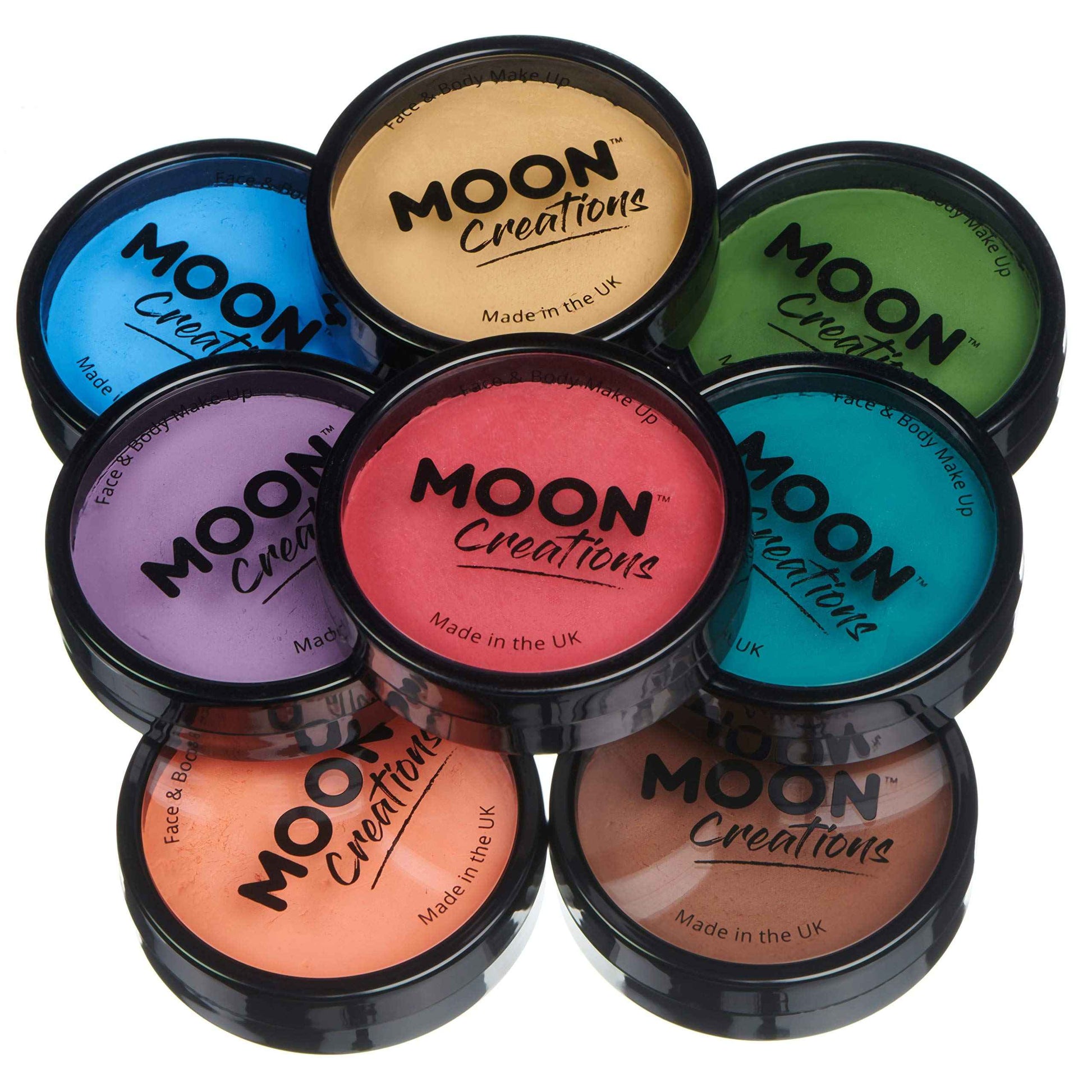 Pro Face & Body Paint Cake Pots by Moon Creations - Adventure Colours Set - Professional Water Based Face Paint Makeup for Adults, Kids - 1.26oz