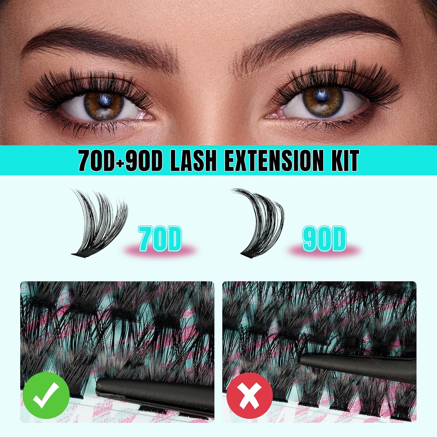 Lash Clusters 320Pcs 70D 90D Eyelashes Cluster D Curl Individual Wispy Lashes Cluster for DIY Cluster Eyelash Extensions at Home for Beginners (Mix10-16mm)