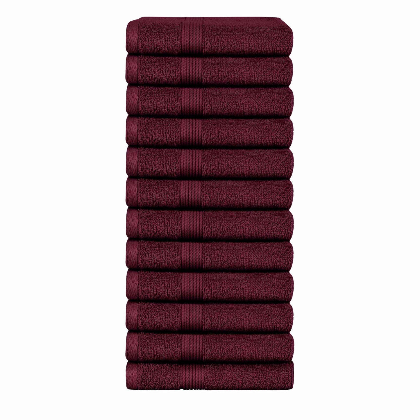 Organix Luxury Washcloth Set for Bathroon, Premium Cotton 12 Pack Face Cloth Set 13x13 Inch, Lightweight Highly Absorbent and Soft Feel Touch, Ideal for a Hotel & Spa Quality Experience (Maroon)