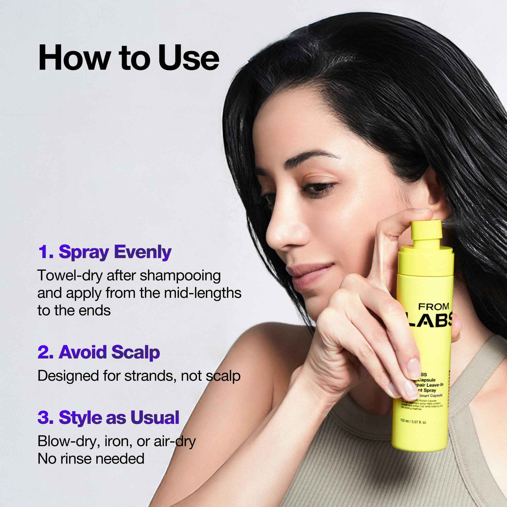 FROMLABS Hair Repair Trio – FROMLABS Protein Capsule Hair Repair Treatment (6.76 fl oz) + Intensive Keratin Booster Powder (8 Pack) + Protein Capsule Leave‑In Treatment Spray (5.07 fl oz)