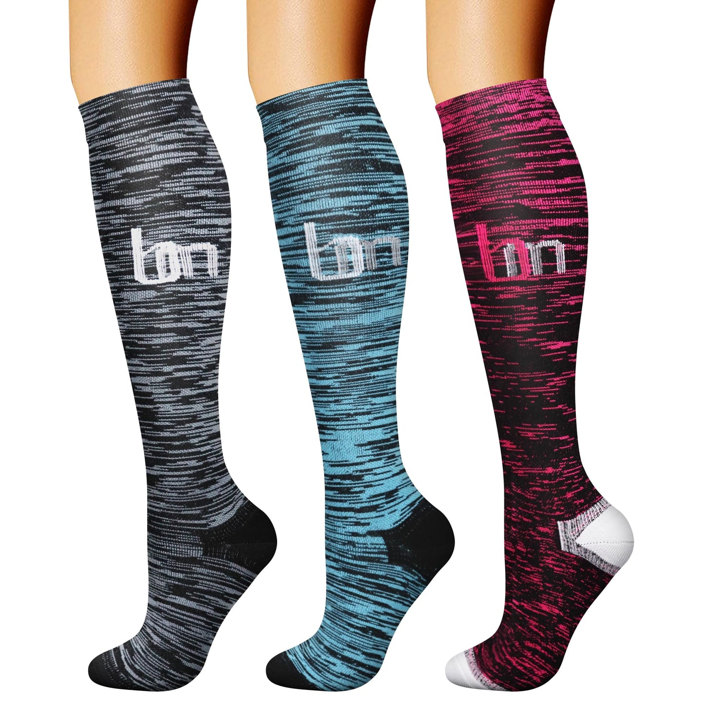 CHARMKING Compression Socks for Women & Men Circulation (3 Pairs) 15-20 mmHg is Best Athletic for Running, Flight Travel, Support, Cycling, Pregnant - Boost Performance, Durability (S/M, Multi 26)