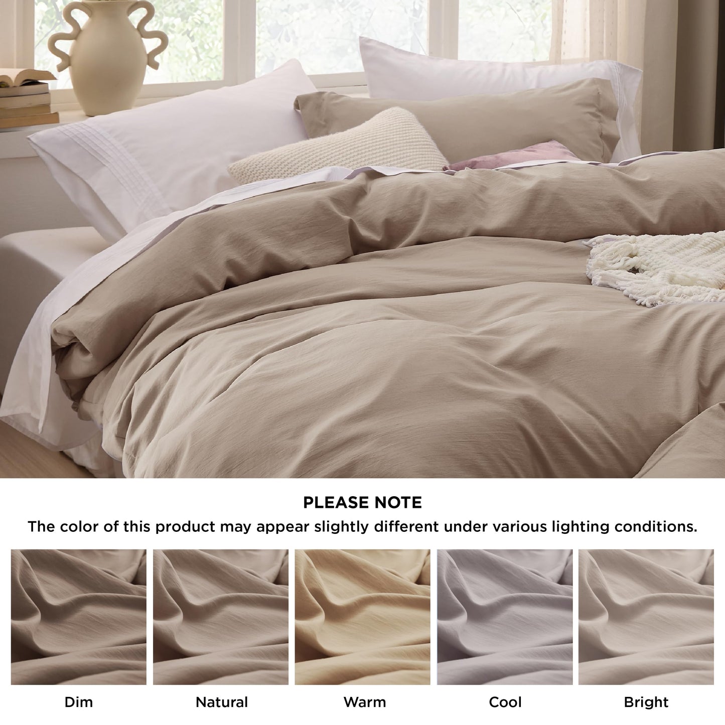 Bedsure Light Camel Twin Duvet Cover Set - Soft Prewashed Duvet Cover Twin Size, 2 Pieces, 1 Duvet Cover 68x90 Inches with Zipper Closure and 1 Pillow Sham, Comforter Not Included