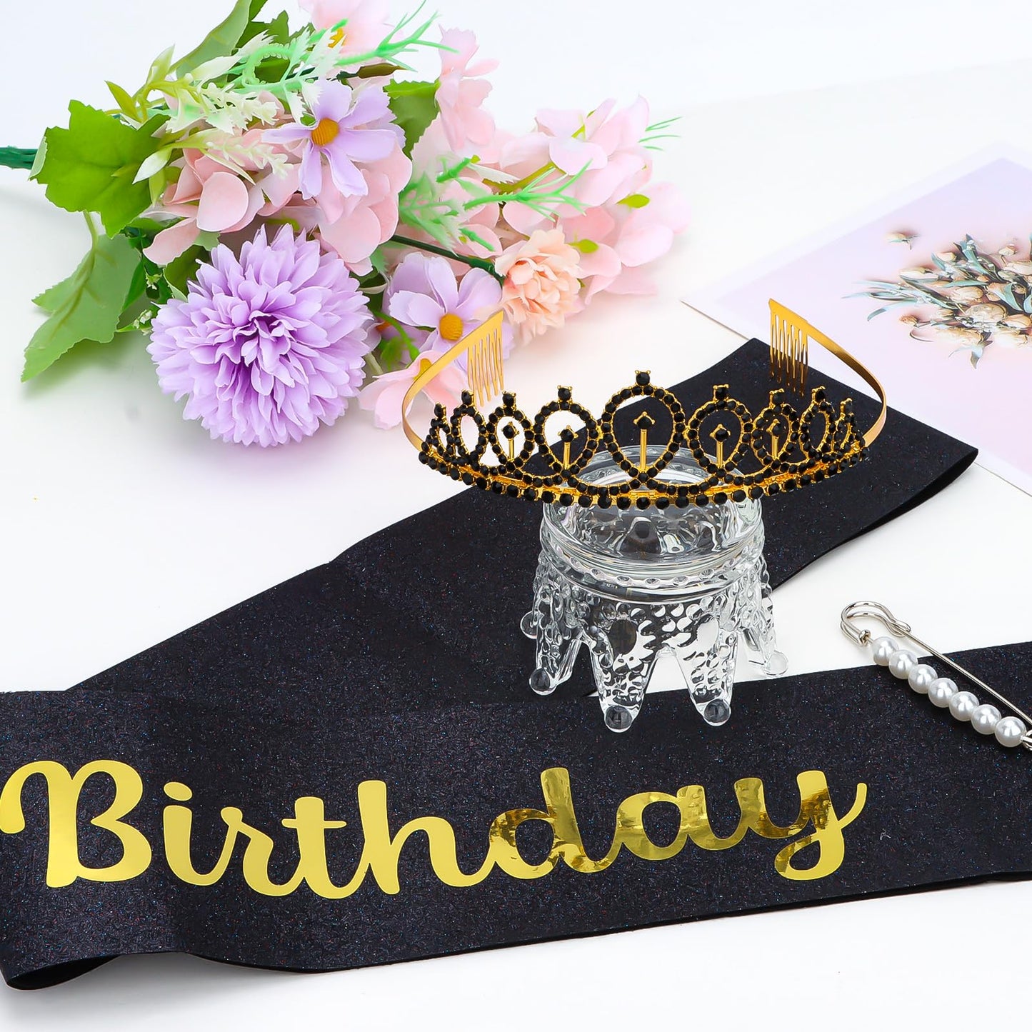 Araluky Birthday Crown and Sash for Women & Its My Birthday Sash Birthday Tiara for Women Birthday Crowns for Women