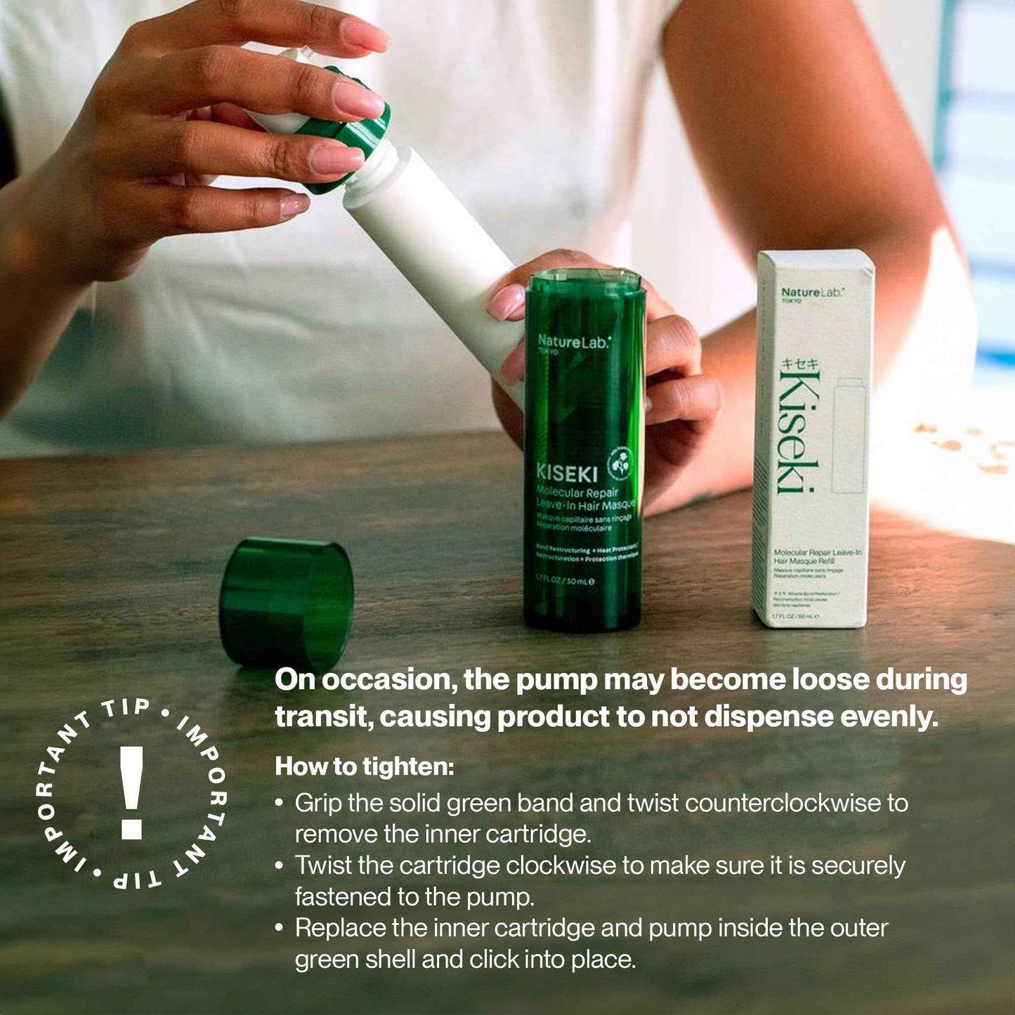 NatureLab.TOKYO Kiseki Molecular Repair Leave-In Hair Masque – Deep Conditioning Treatment to Restore, Strengthen & Bond Damaged Hair – Repair Split Ends, Add Shine & Smoothness – 1.7 Fl Oz