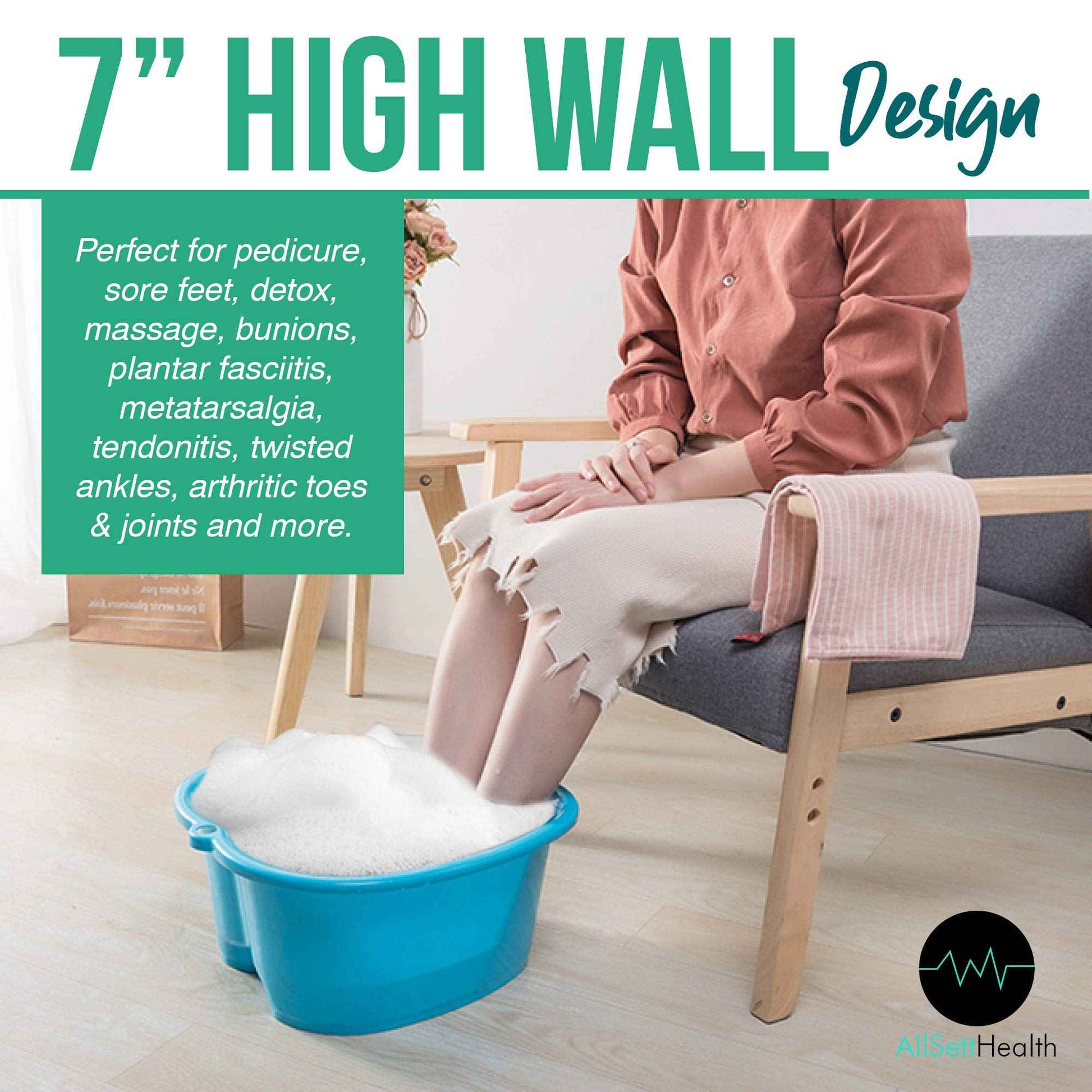 Foot Soaking Bath Basin – Large Size for Soaking Feet | Pedicure and Massager Tub for at Home Spa Treatment | Callus, Fungus, Dead Skin Remover, Blue