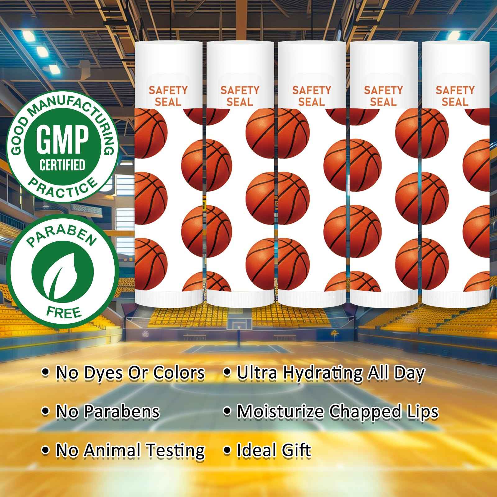 DMSKY 60 Pcs Lip Balm Bulk, Basketball Party Favors for Team Gifts for Players Teen Girls Boys Sports Party Supplies
