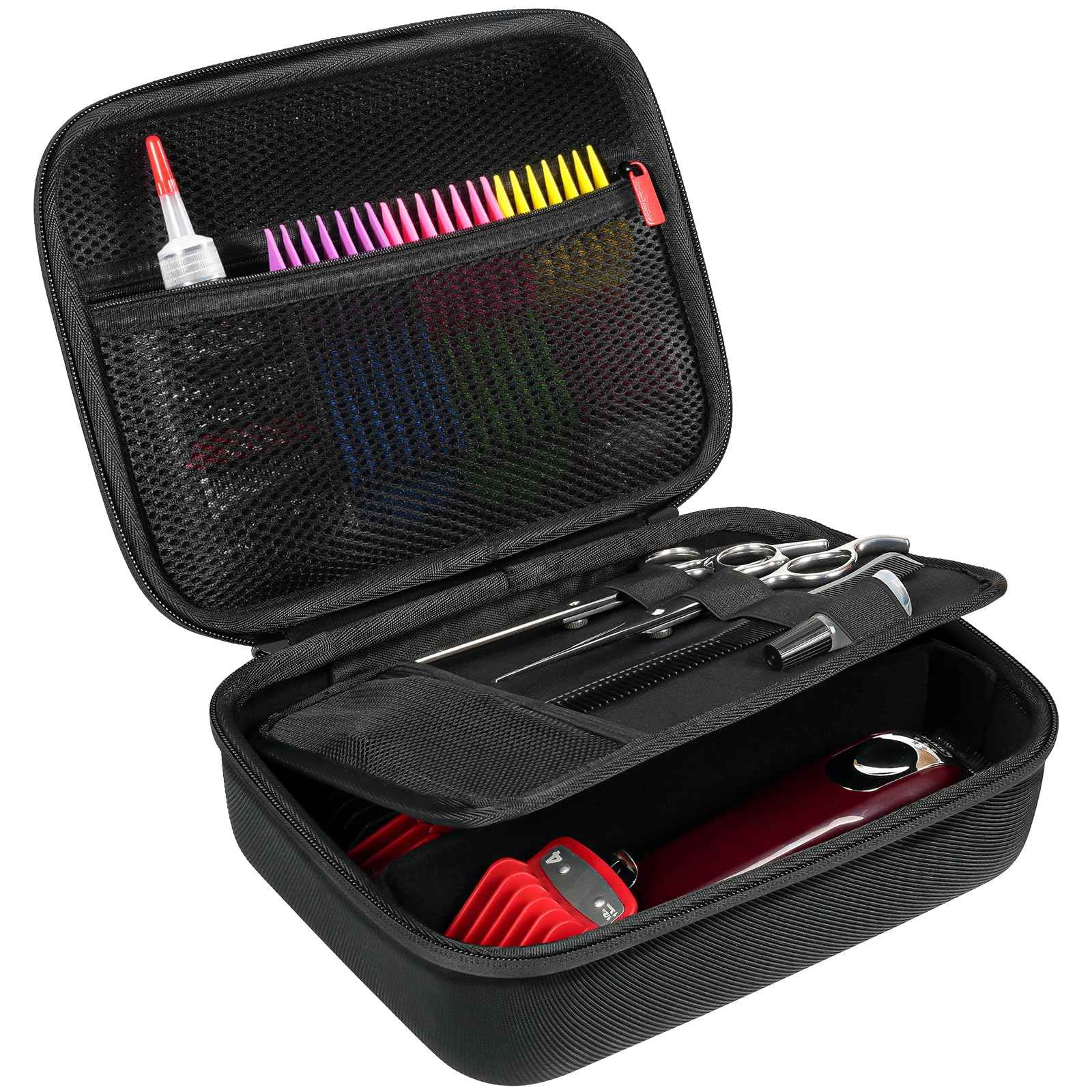 ProCase Hard Travel Case for Hair Clippers, Hair Cutting Barber Supplies Holder, Trimmer Organizer Storage Bag for Hatteker/Oneisal/Wahl 5Star/Andis Men Razor Guard Grooming Kits -Black