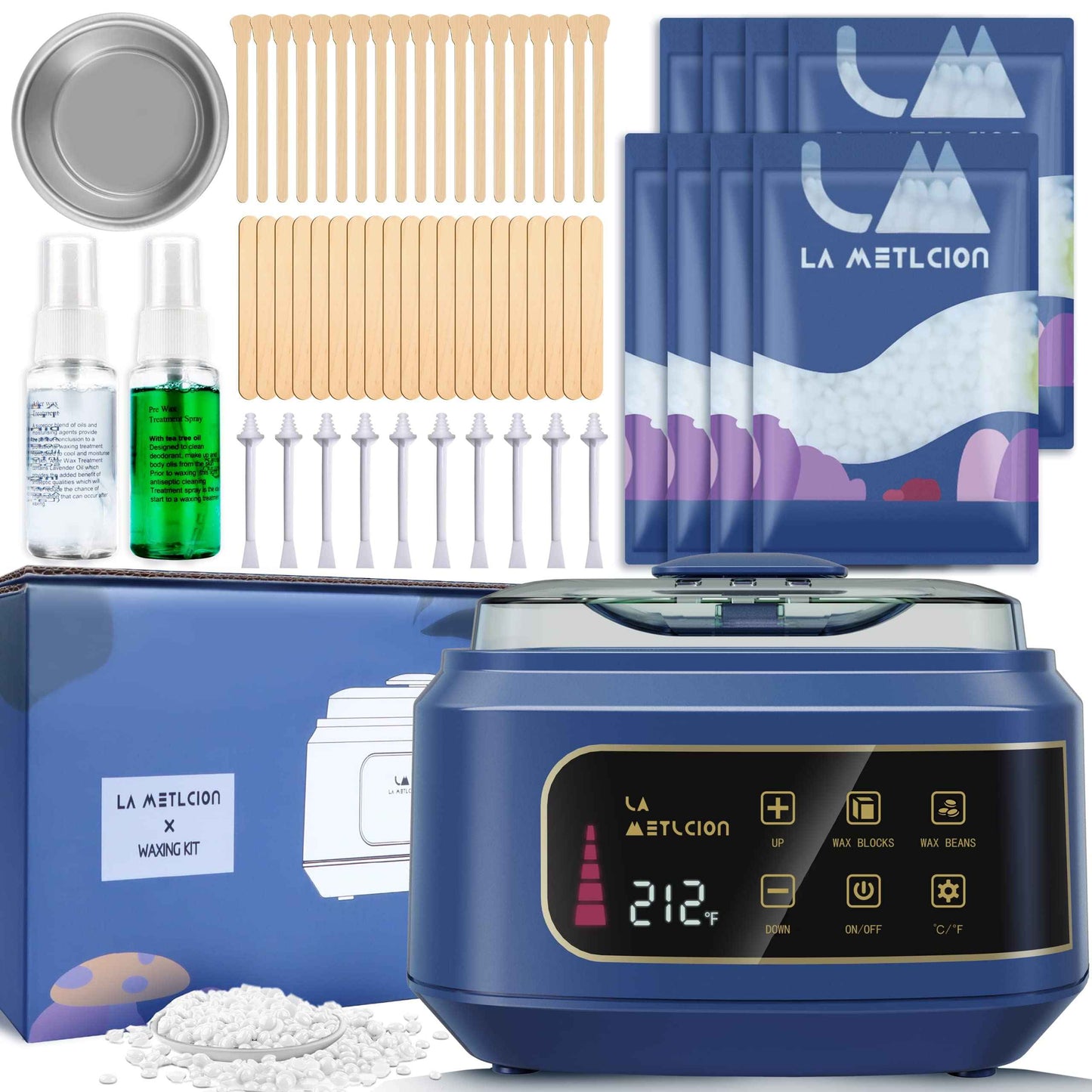 La Metlcion Smart Waxing Kit Wax Warmer For Hair Removal With Digital Display, 4.41lbs/2kg Hard Wax Beads, For Sensitive Skin, Armpit, Eyebrow, Bikini, Face, Nose, Legs