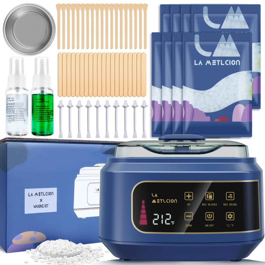 La Metlcion Smart Waxing Kit Wax Warmer For Hair Removal With Digital Display, 4.41lbs/2kg Hard Wax Beads, For Sensitive Skin, Armpit, Eyebrow, Bikini, Face, Nose, Legs