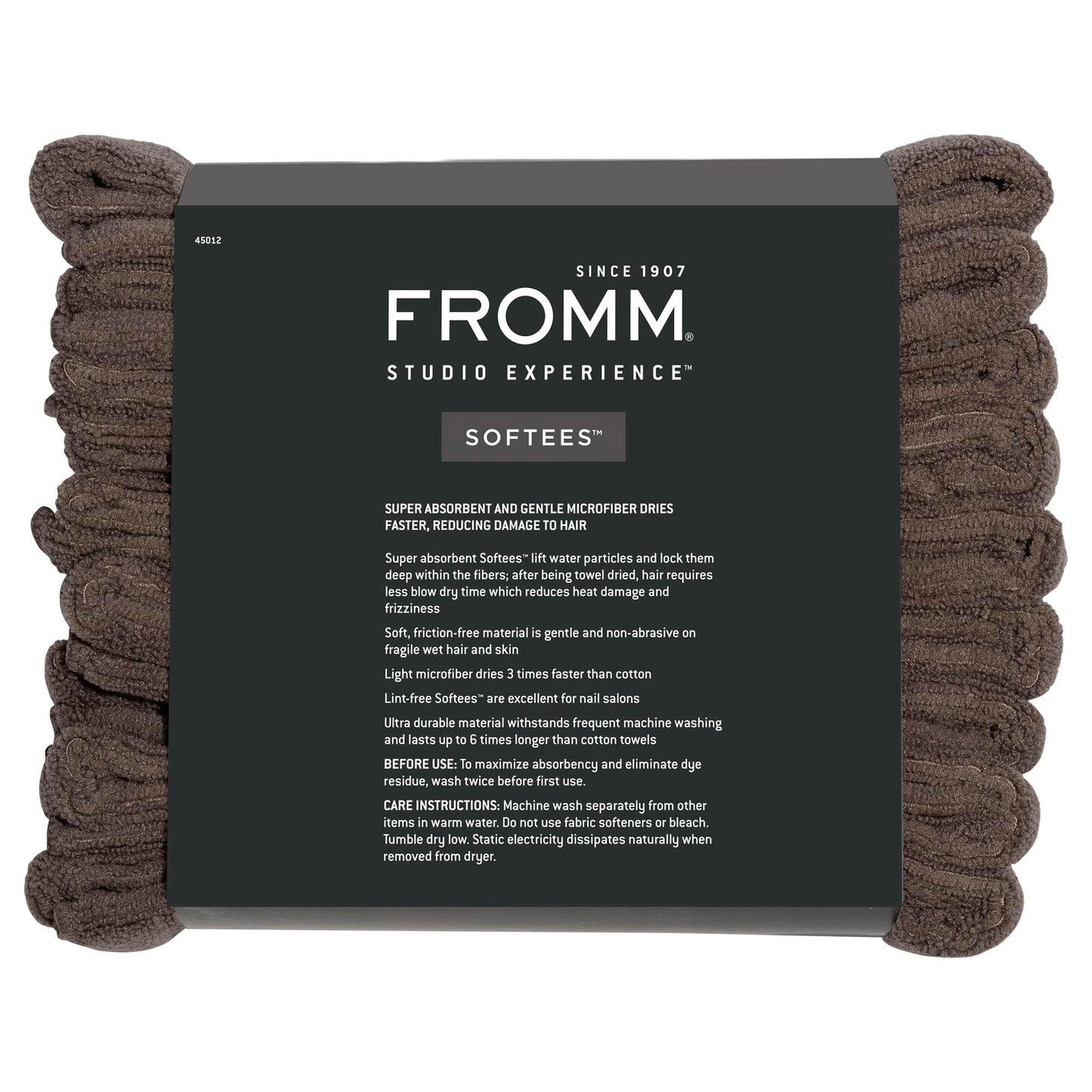 Fromm Softees Microfiber Salon Hair Towels for Hairstylists, Barbers, Spa, Gym in Brown, 16" by 29", 10 count Perfect Hair Care Towel for Drying Curly, Long, Wavy Hair