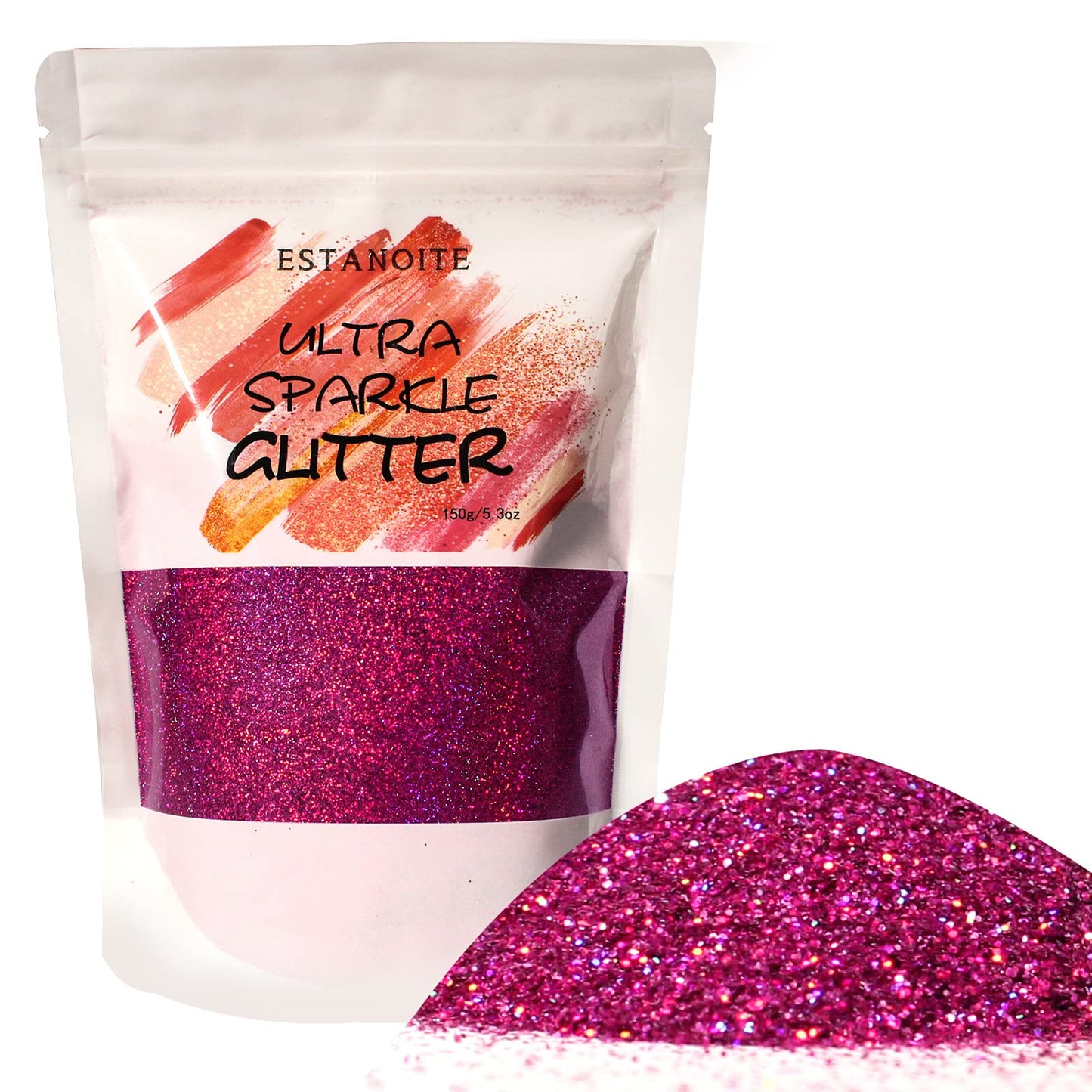 Holographic Fine Glitter, 150g Multipurpose Extra Fine Craft Glitter for Resin Arts and Crafts, Body Nail Art Eye Face Hair, Holographic Glitter for Epoxy Tumbler, Slime Making (Magenta)