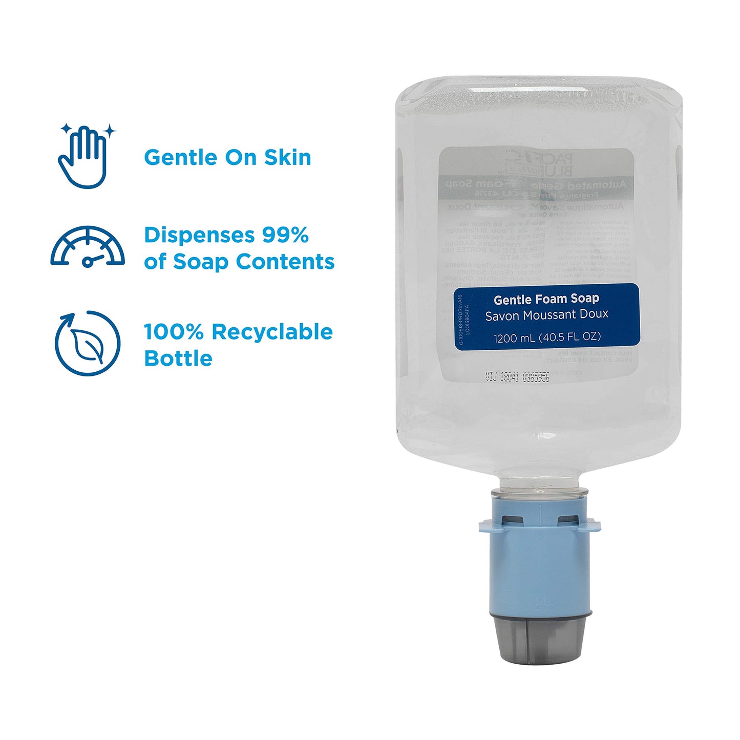 Pacific Blue Ultra Gentle Foam Hand Soap Refill (43716), Compatible Only With Pacific Blue Ultra Automated Touchless Dispenser, Dye and Fragrance Free, 40.5 FL OZ Per Refill, 3 Refills Per Case