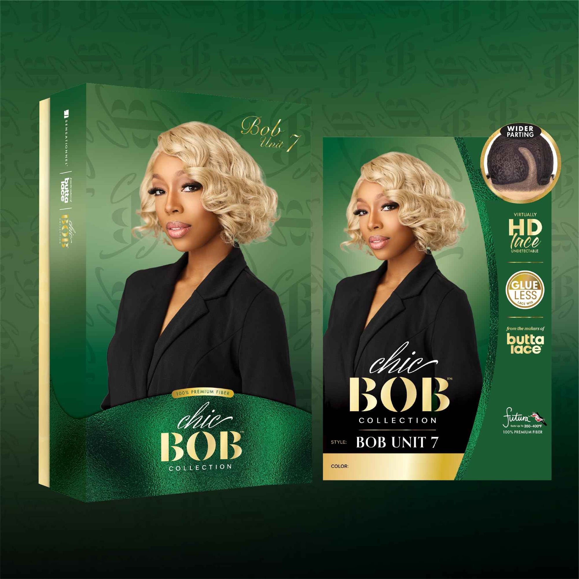 Sensationnel Chicbob Lace Frontwig - Bob Unit 7 Face Framing Glueless Wig Wide 5 Inch Deep Part Synthetic Preplucked Hairline (BALAYAGESUNKISSED)