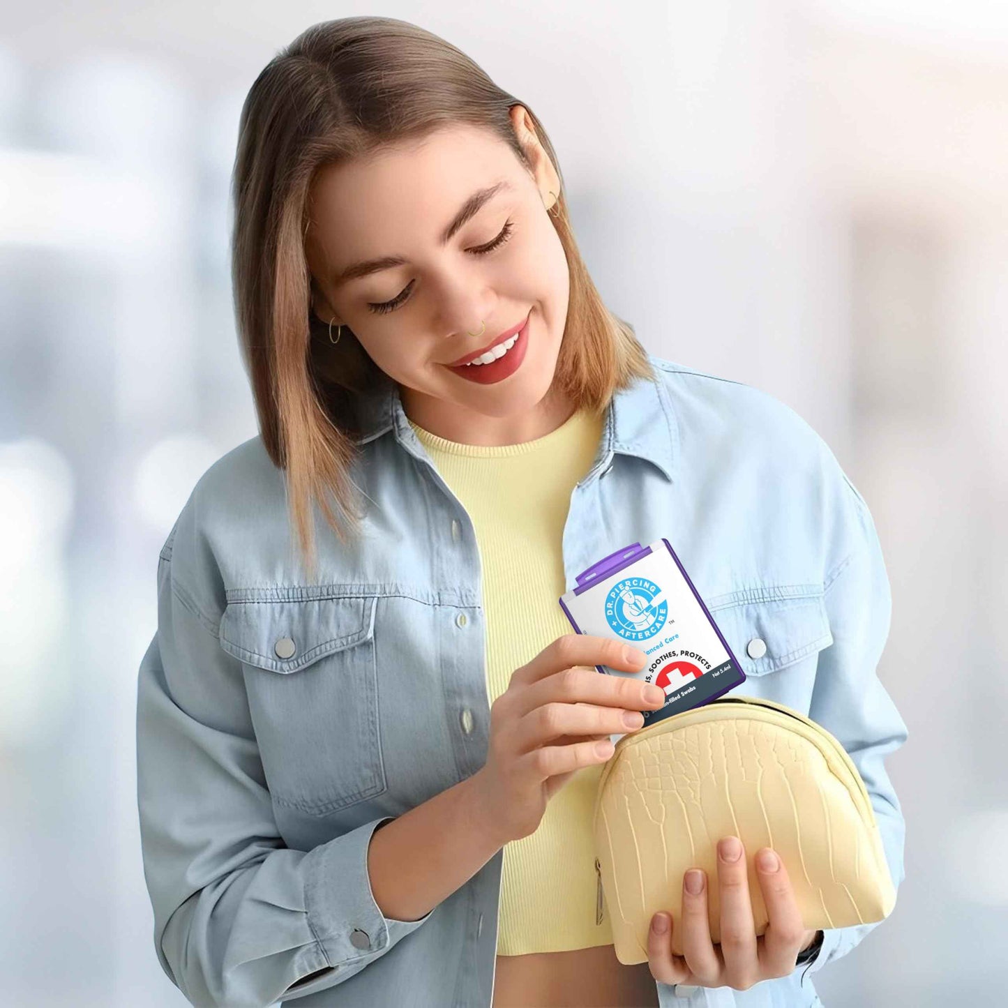 Dr. Piercing Aftercare Swabs - Saline Solution for Piercings - Earring Nose Belly Ear Piercing Cleaner - Saline Wash, Ear Hole Cleaner – Piercing Aftercare Formula - 36 Swabs