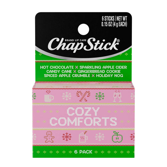 ChapStick Stocking Stuffers Cozy Comforts Lip Balm Holiday Gift Set, Moisturizing Daily Lip Care For Dry, Chapped Lips, Soothing Hydration, Limited Edition Cozy Flavors, 6 Pack Variety, 0.15 OZ EA