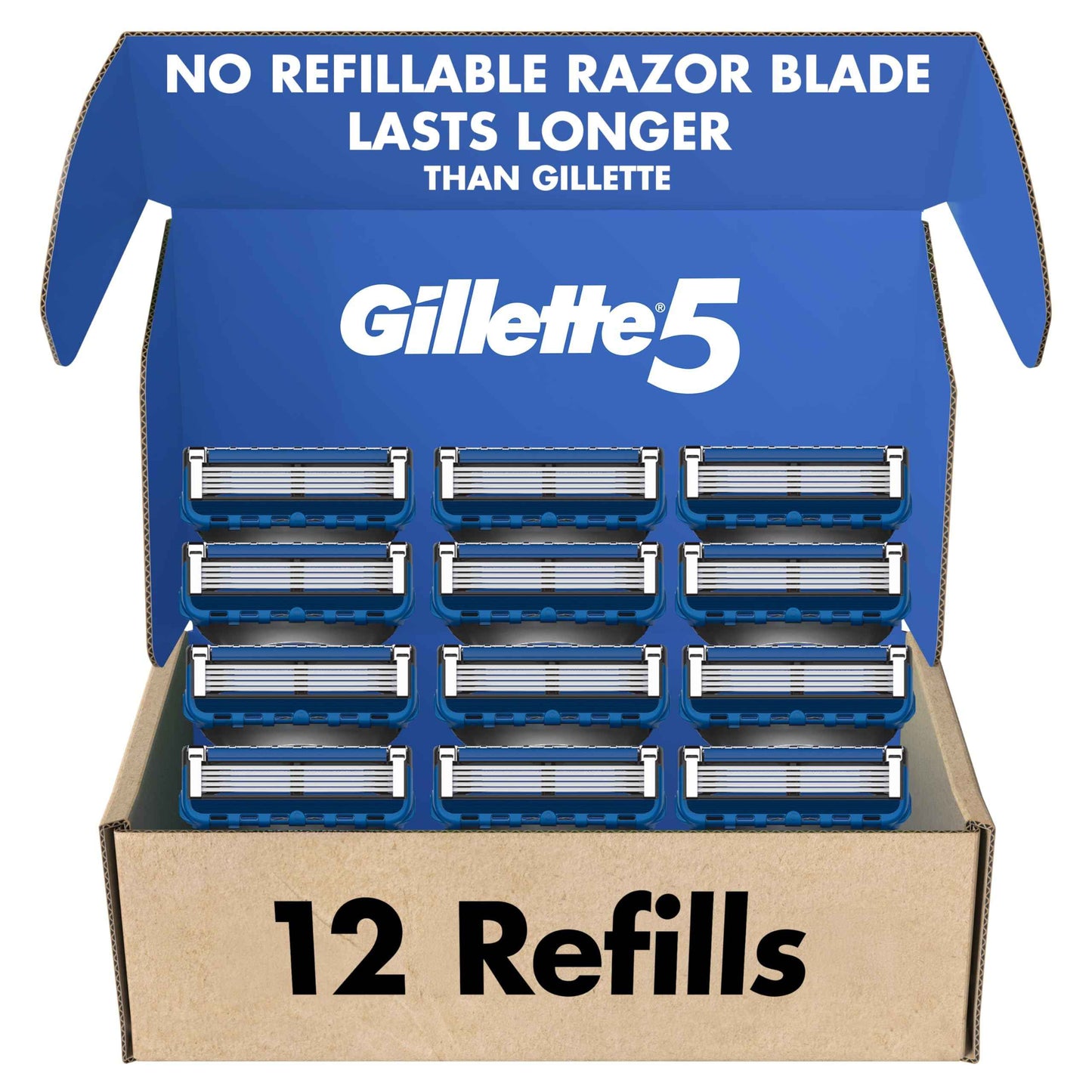 Gillette5 Mens Razor Blade Refills, 12 Count, Lubrastrip for a More Comfortable Shave