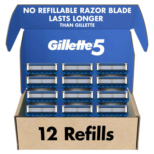 Gillette5 Mens Razor Blade Refills, 12 Count, Lubrastrip for a More Comfortable Shave