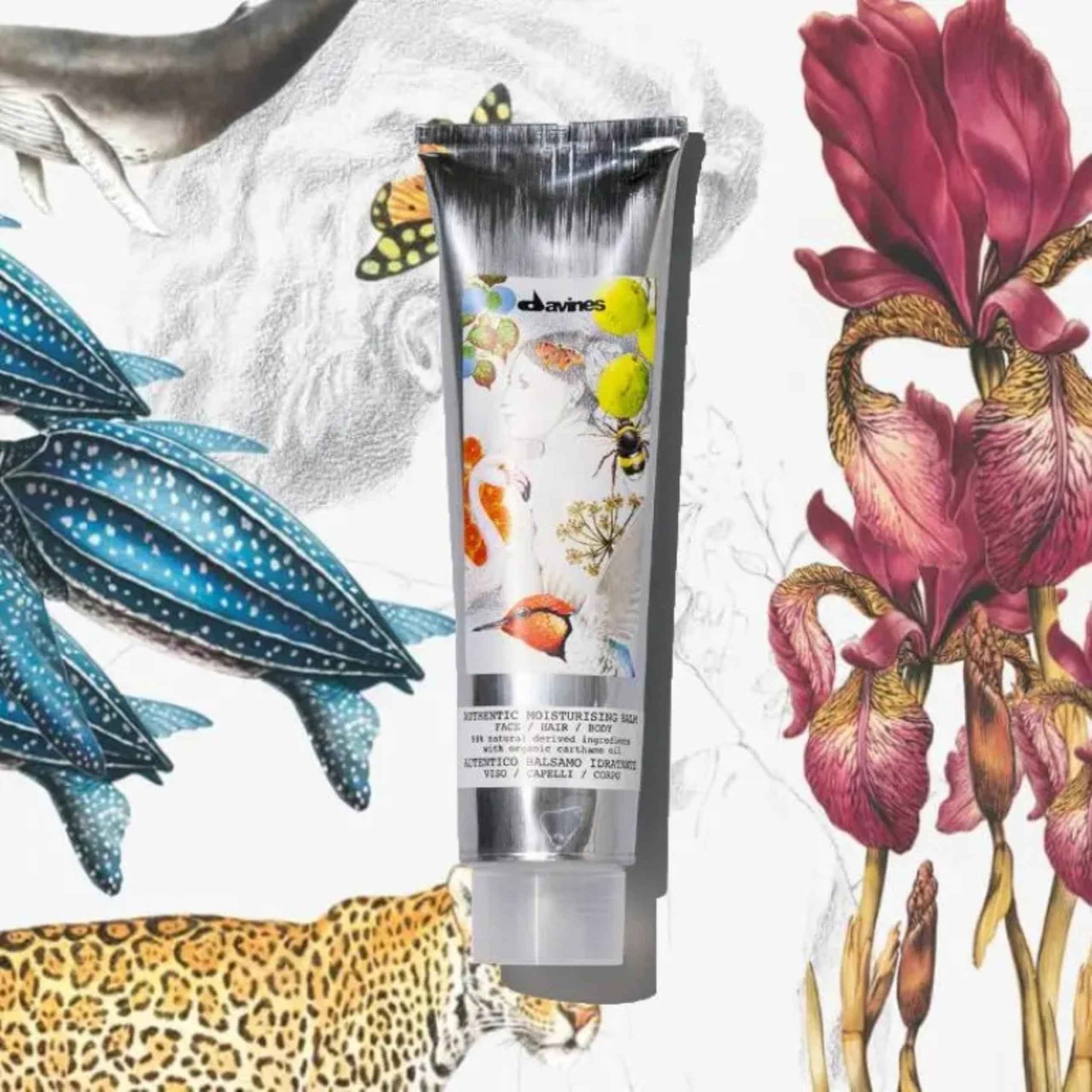 Davines Authentic Moisturizing Balm, Hydrating And Softening Action For Face, Body And Hair, Paraben Free Gentle Makeup Remover, 5.07 Fl.Oz.