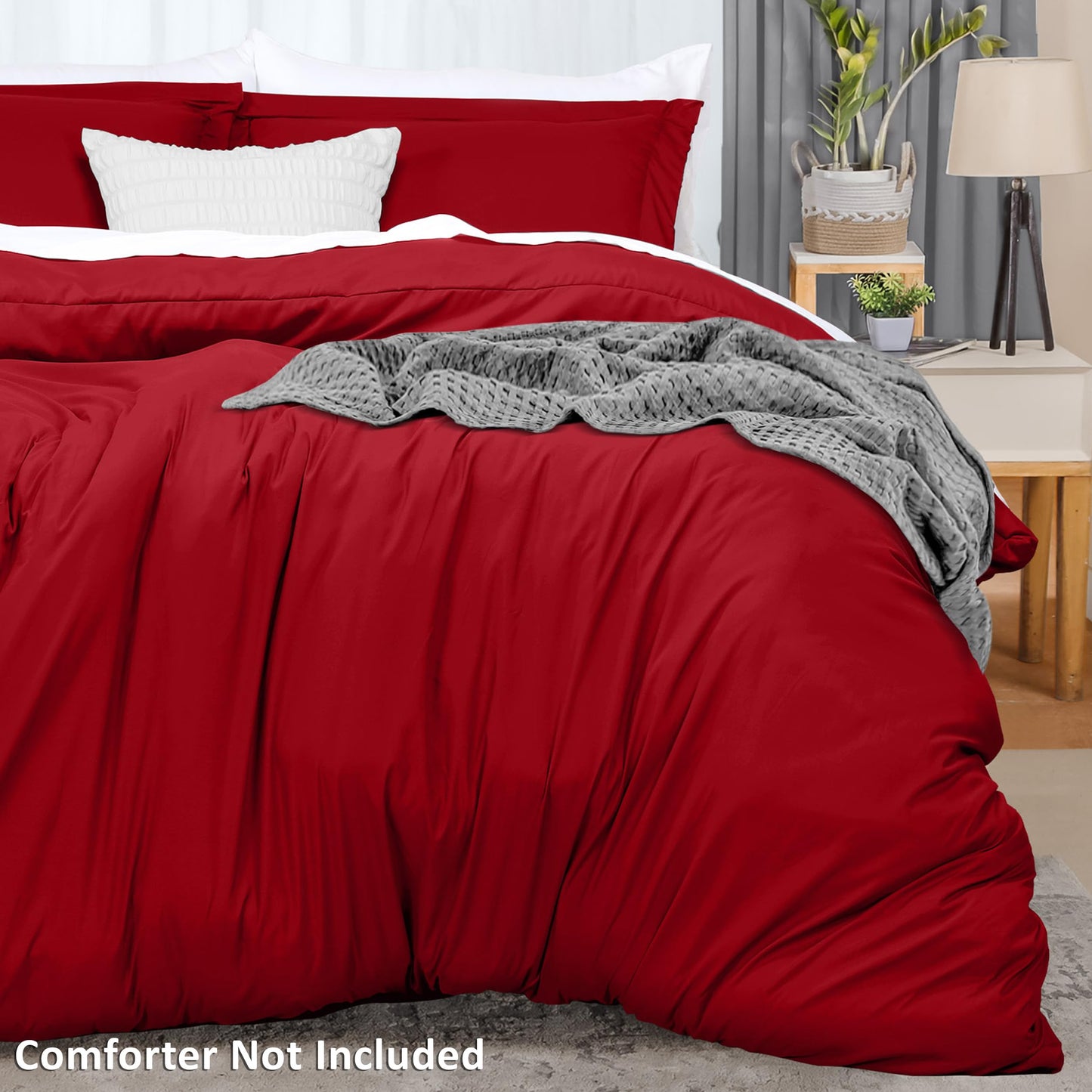 Utopia Bedding Duvet Cover Queen Size - 1 Duvet Cover with 2 Pillow Shams - 3 Piece Bedding Duvet Cover with Zipper Closure - Soft Brushed Microfiber, 90 X 90 Inches (Queen, Red)