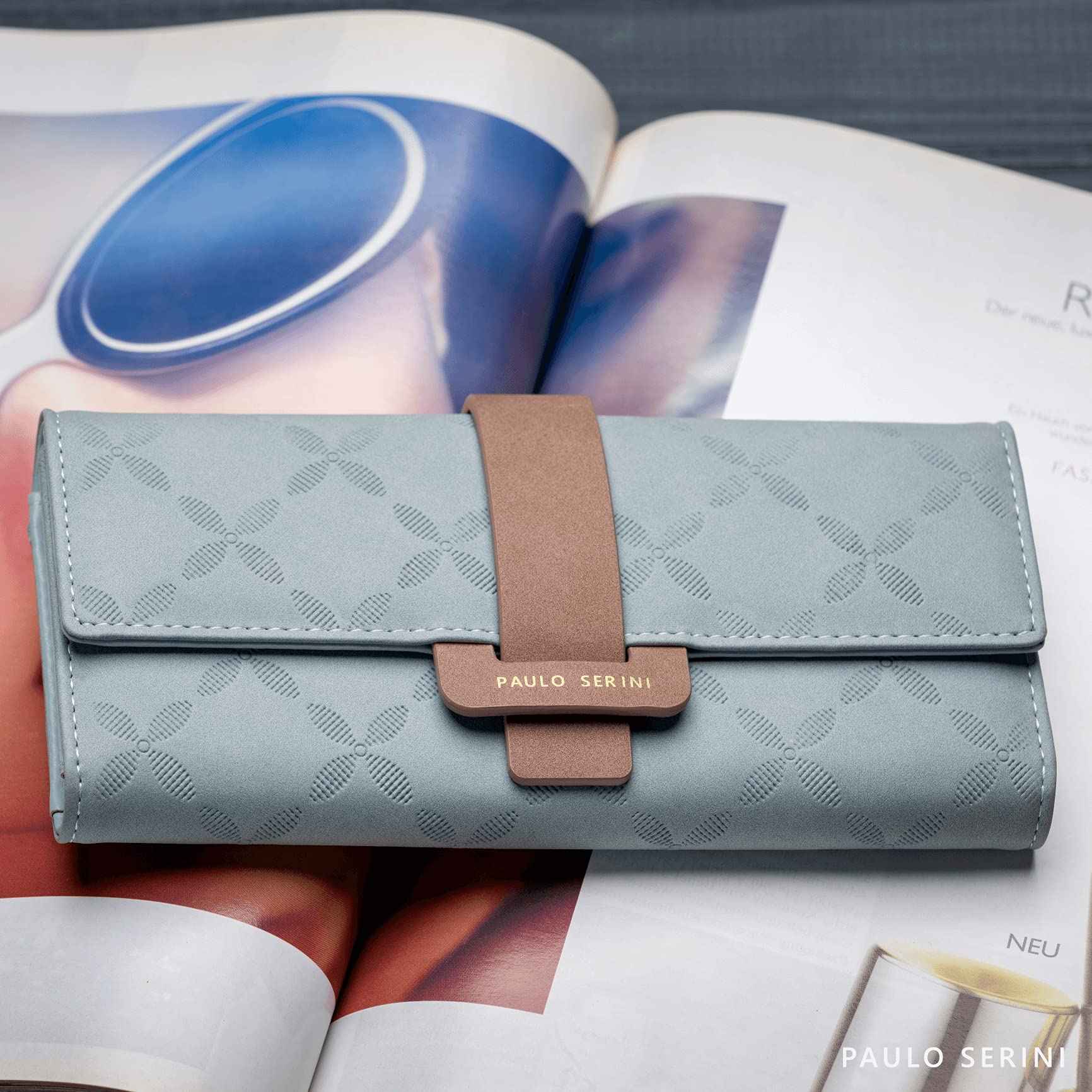 PAULO SERINI® Wallet Women - Womens Wallet with Coin Purse - Card Holder 9 Cards - Wristlet - Vegan Wallets for Women - Birthday Gifts for Women - Billeteras de Mujer - Carteras de Mujer - Sky Blue