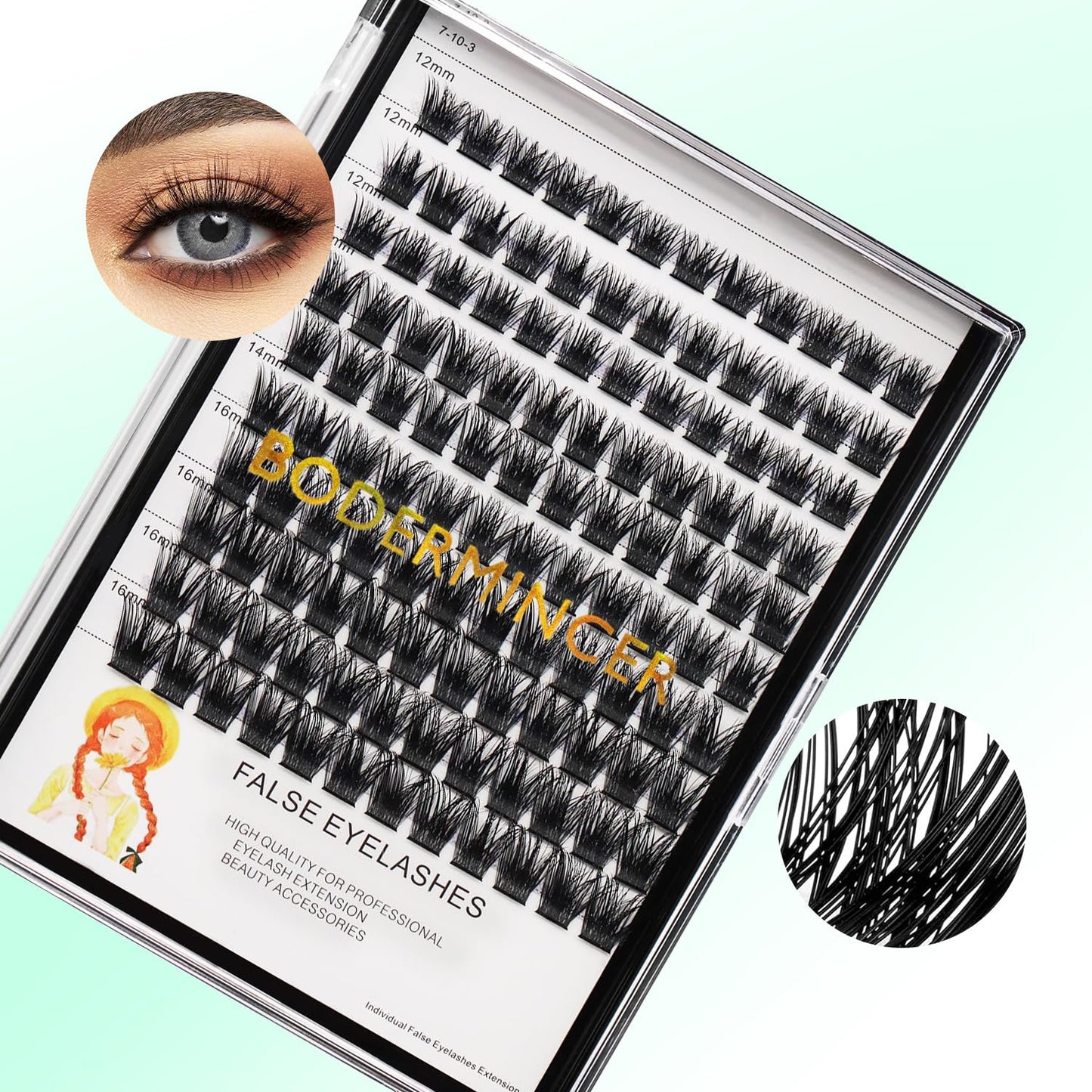 Bodermincer 120 Cluster 10-12-14mm/12-14-16mm/16-18-20mm Mixed Length Lash Cluster Eyelash Extension Natural 3D Russian Volume Faux 3D Effect Glue Bonded Cluster Eyelashes (M01# 10-12-14mm Mixed)