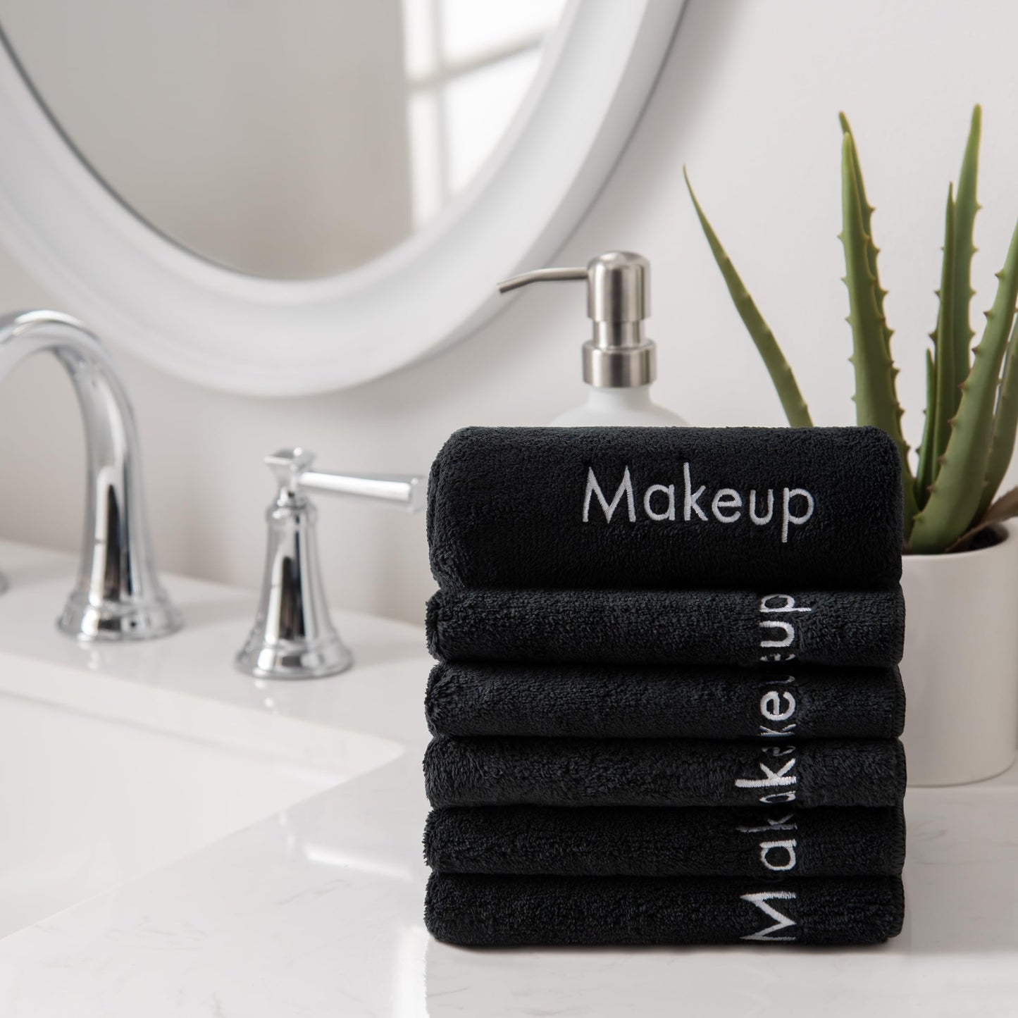 Arkwright Makeup Remover Wash Cloth - Case of 72 - Ultra Soft & Gentle Microfiber Coral Fleece Small Fingertip Towels, Powder Room & Guest Bathroom Essentials for Hosts, 11 x 17 in, Black