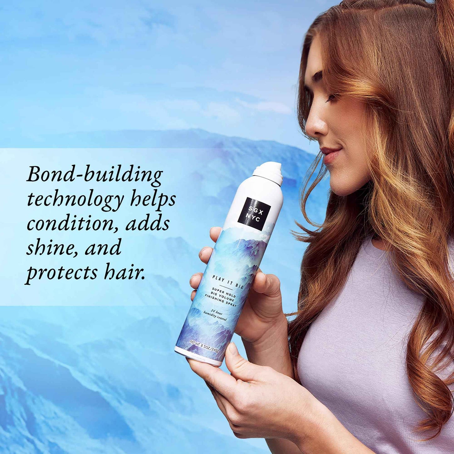 SGX NYC Play it Big Super Hold Volume Finishing Spray - Long Lasting Hair Spray with Anti Frizz Finish - Paraben Free with Coconut Oil - 4 pc