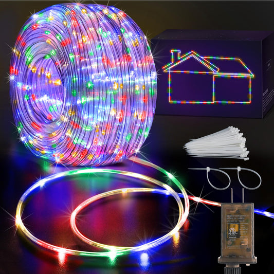 KNONEW 328FT Rope Lights Outdoor Indoor,1000LED String Lights Waterproof 8 Modes Clear Tube Lights for Outside,Bedroom,Wedding,Garden,Patio,Christmas,Tree,Rv,Holiday Decoration(Multicolor)