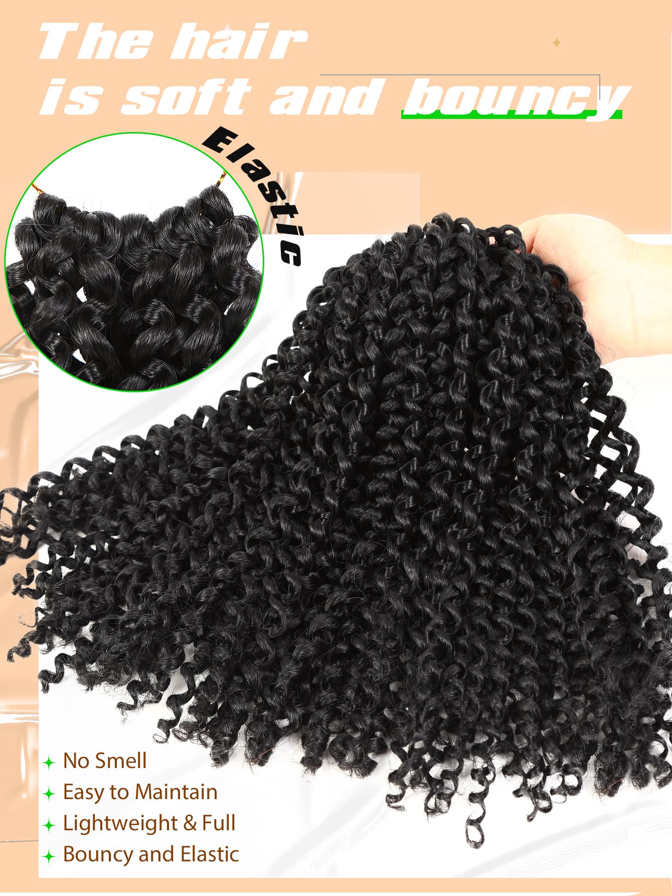 LADY MIRANDA Afro kinky Curly Crochet Hair Marlybob Braiding Hair Extensions for Black Women Jerry Curl Crochet Hair 6X Braid Hair Short Passion Twis Synthetic Extensions (Black)