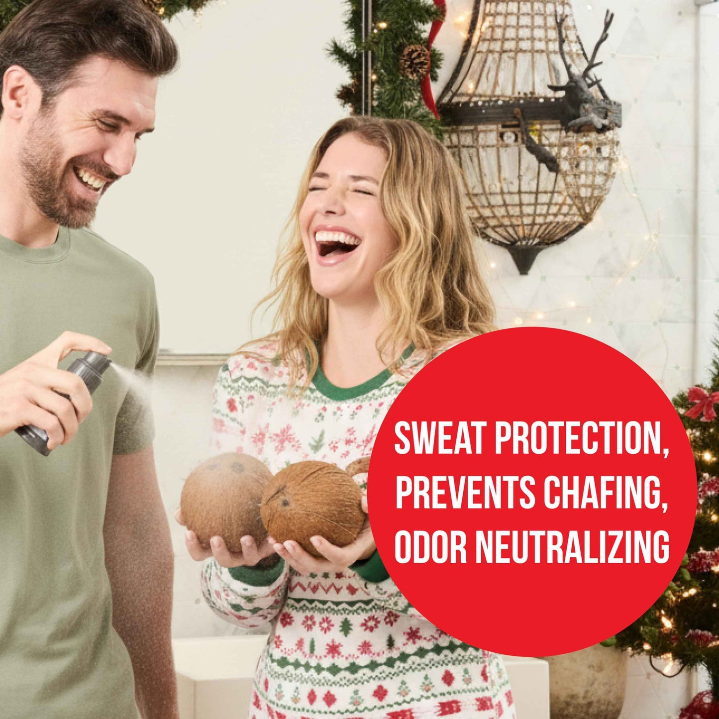 Happy Nuts Comfort Powder Spray Deodorant For Men: Anti-Chafing Sweat Defense, Odor Control, Aluminum-Free, Perfect Stocking Stuffer Gift for Men's Private Parts 2.75 oz (3 Pack), Original Scent