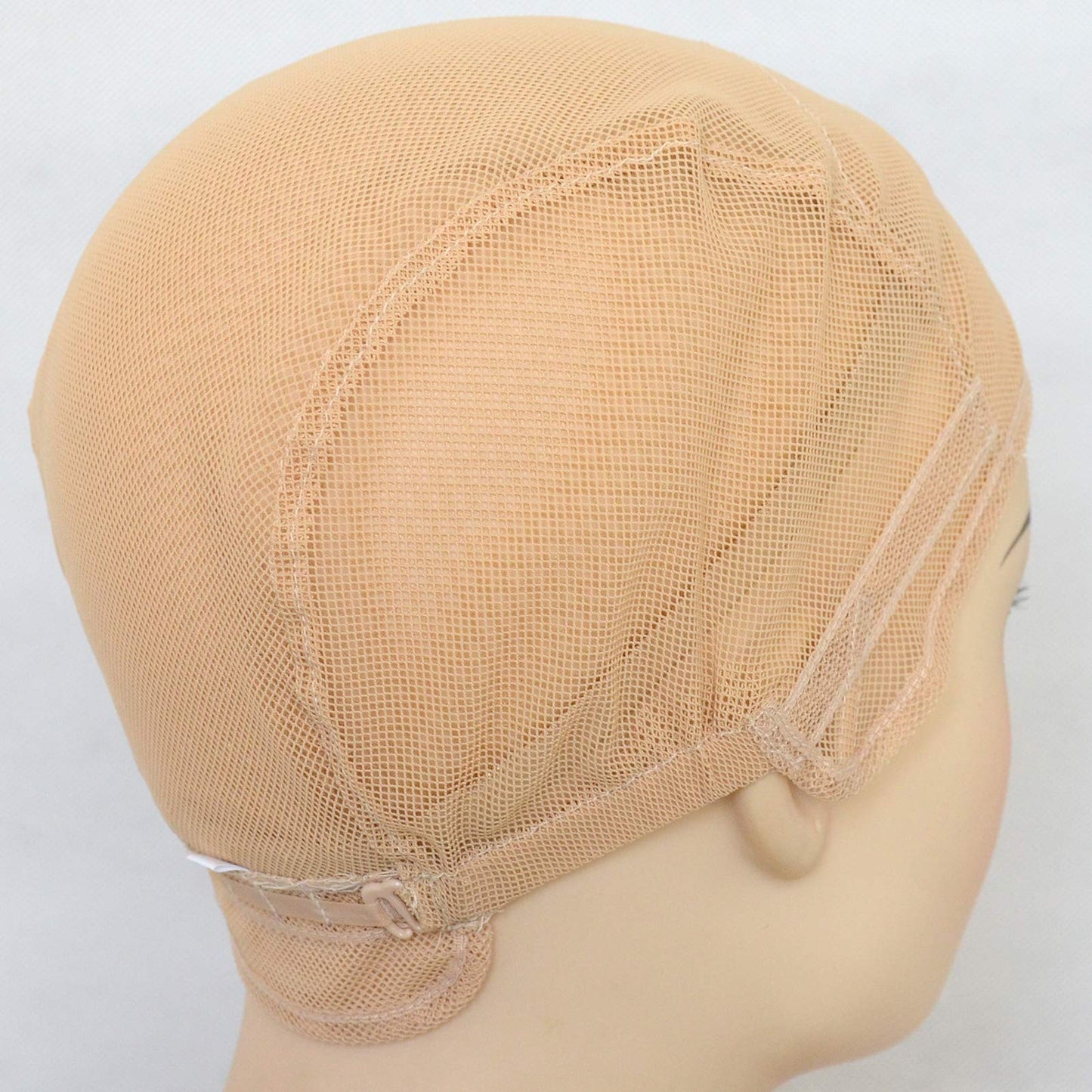 BLUPLE Mesh Wig Caps for Making Wigs 2 pcs Beige Color Stretch Weaving Caps with Back Adjustable Straps For Women (Medium, Beige Streth Cap)