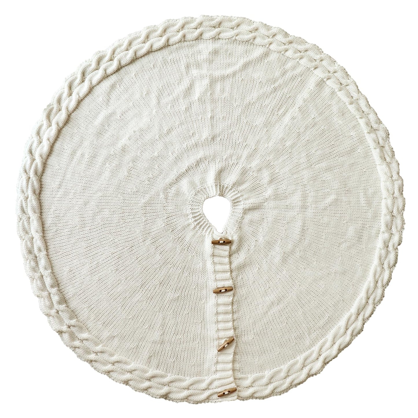 Christmas Tree Skirt 48 Inches: Chunky Cable Knit Round Cream White Tree Skirt, Thick Rustic Christmas Tree Decorations Neutral Christmas Decor Christmas Tree Skirts for Xmas Home Party Supplies