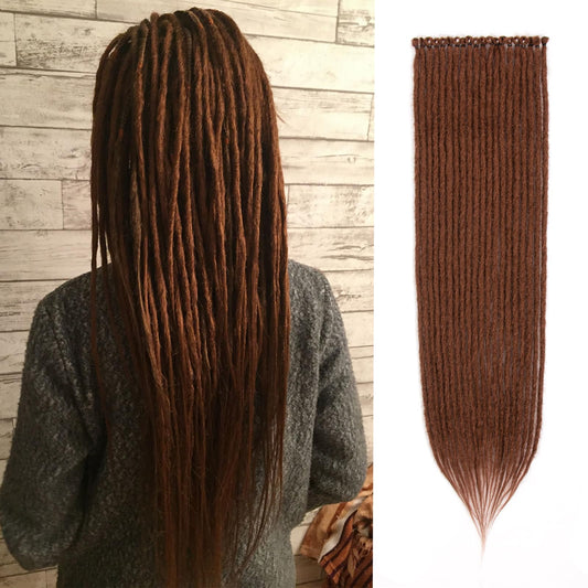 22 Inch Brown Dreadlock Extensions Single Ended Hippie Dreads 0.6 cm Width Loc Extensions Reggae Style Synthetic Crochet Dreads Extensions (10 Strands)