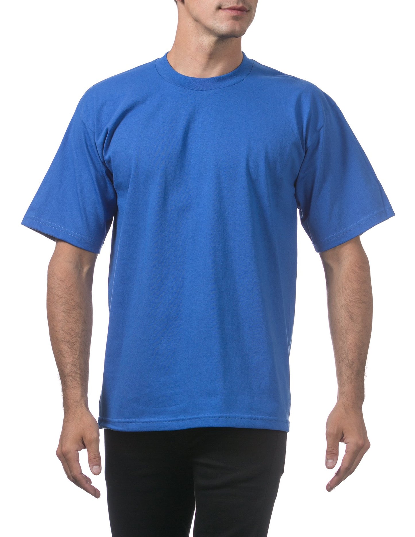 Pro Club Men's Heavyweight Cotton Short Sleeve Crew Neck T-Shirt, Royal, Small