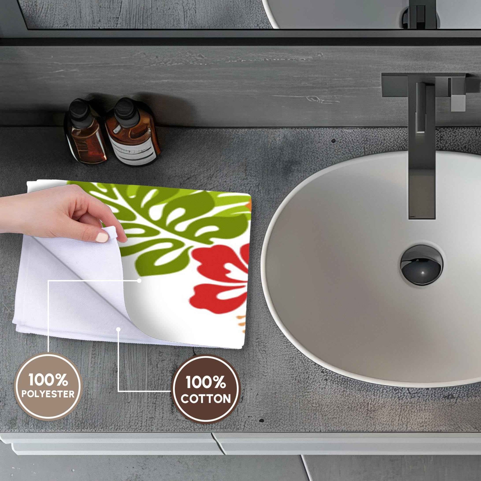 3D Rose Hawaiian Hibiscus n Leaves Print TWL_41559_1 Towel, 15" x 22"