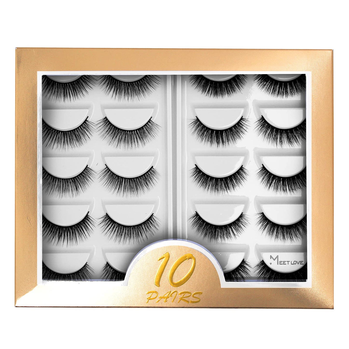 BlueSmurfs 10 Pairs Lashes Bulk 3D Natural Fluffy Short False Eyelashes - 2 Styles Faux Mink Eye Lashes Natural Look - Valentine's Day Fake Lashes Pack Suitable For Daily Use