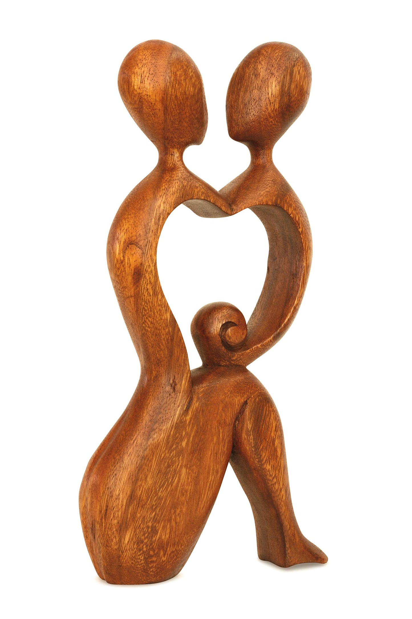 G6 Collection 12" Wooden Hand Carved Abstract Contemporary Statue - I Heart You - Figurine Gift Home Decor Sculpture Accent Handmade Art Wood Decoration I Heart You